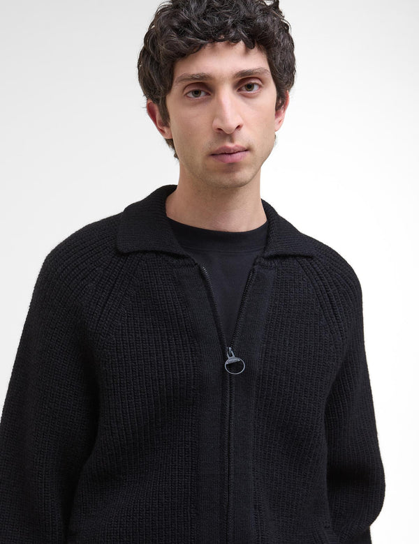 Barbour Garthman Knitted Zip Through Sweater - Black