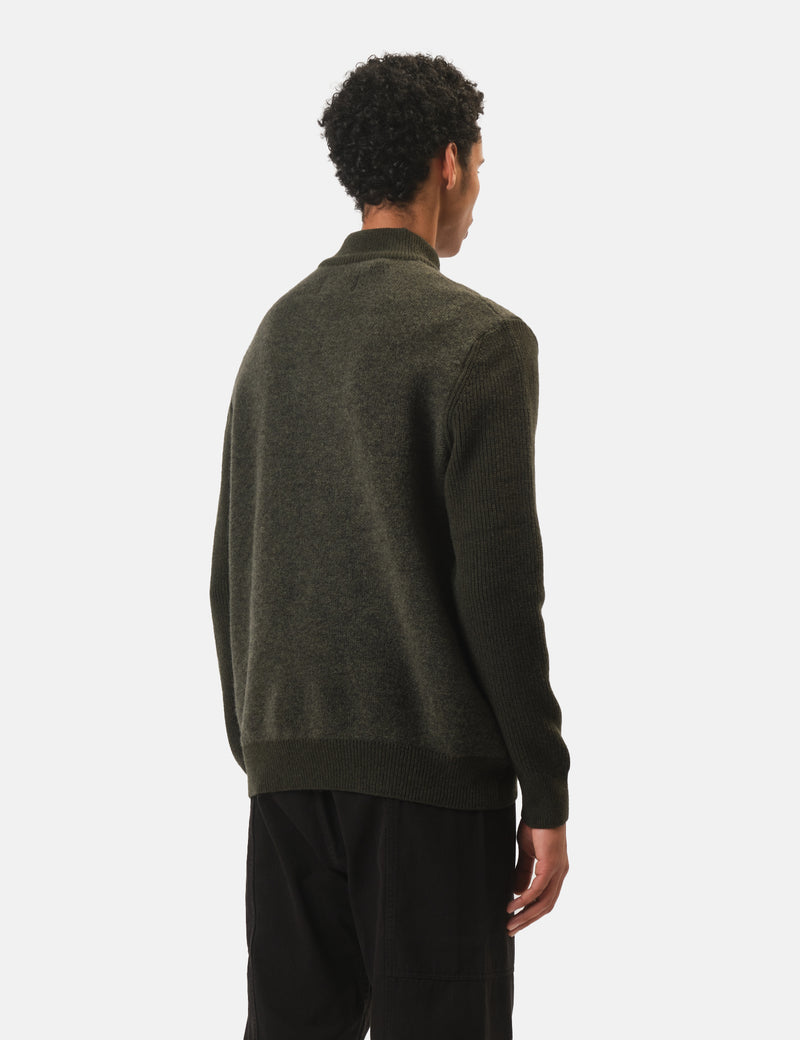 Barbour Milburn Half Zip Knitted Jumper - Dark Olive Green