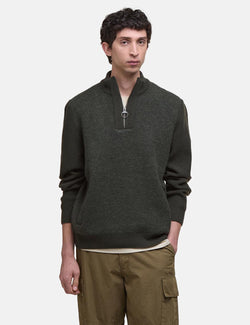 Barbour Milburn Half Zip Knitted Jumper - Dark Olive Green
