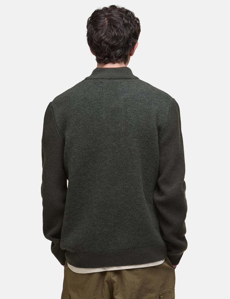 Barbour Milburn Half Zip Knitted Jumper - Dark Olive Green