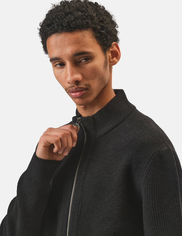 Barbour Milburn Zip Through Knitted Jumper - Black