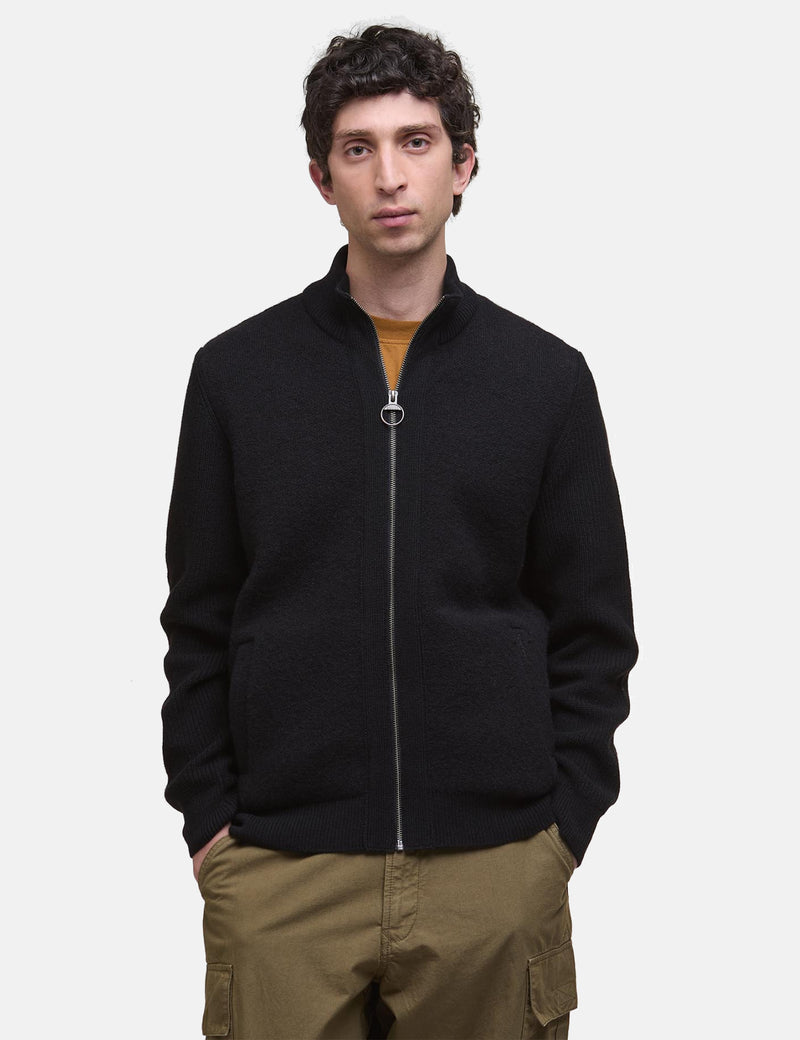 Barbour Milburn Zip Through Knitted Jumper - Black