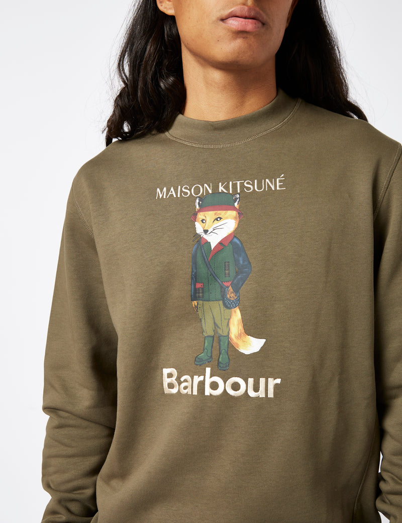 Barbour x Maison Kitsun√© Beaufort Fox Sweatshirt - Uniform Green