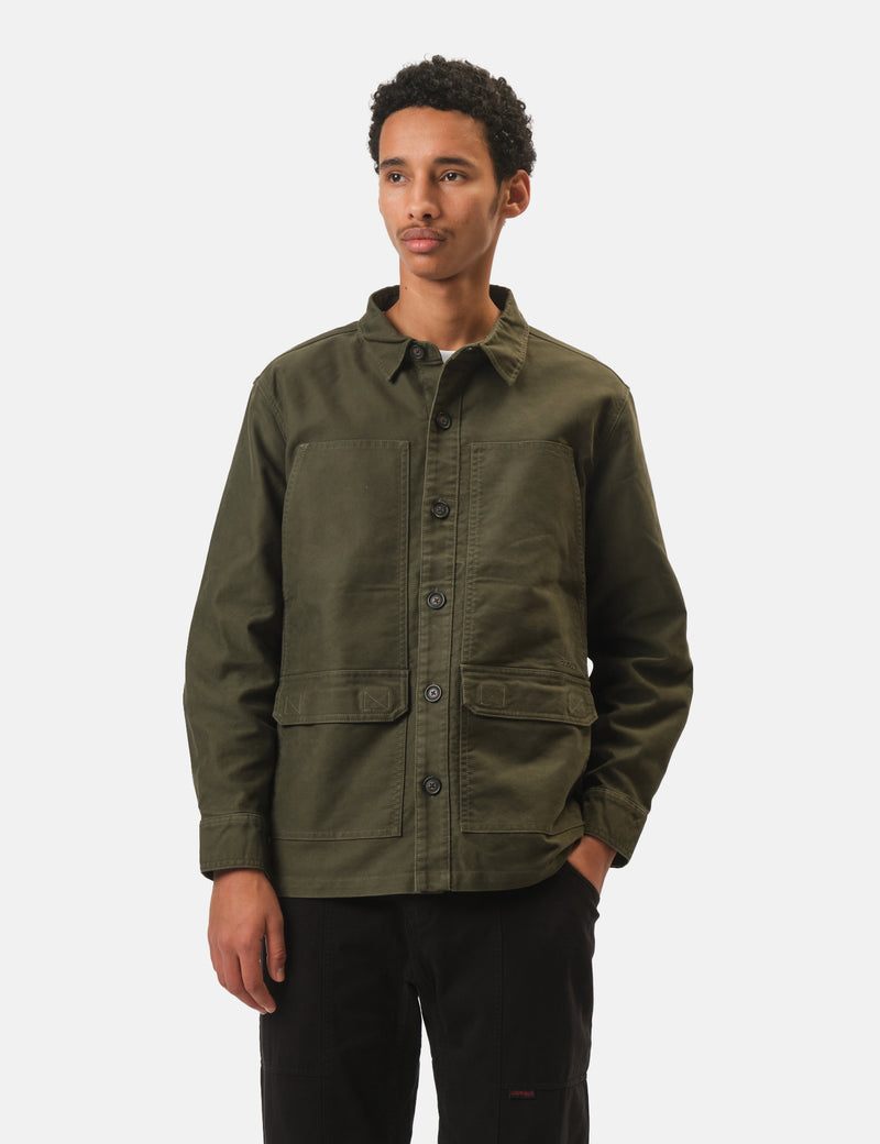 Barbour Newbirch Cotton Sateen Overshirt - Forest Green