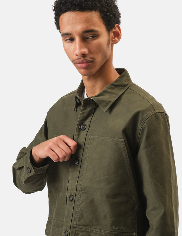 Barbour Newbirch Cotton Sateen Overshirt - Forest Green