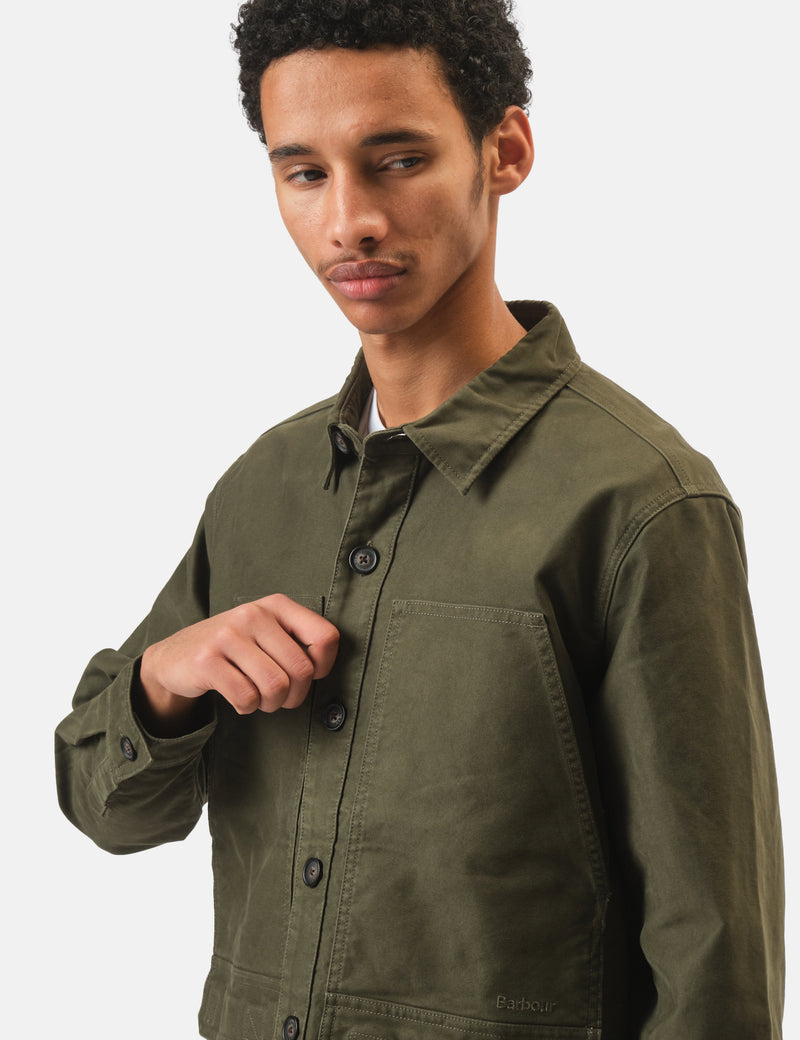 Barbour Newbirch Cotton Sateen Overshirt - Forest Green