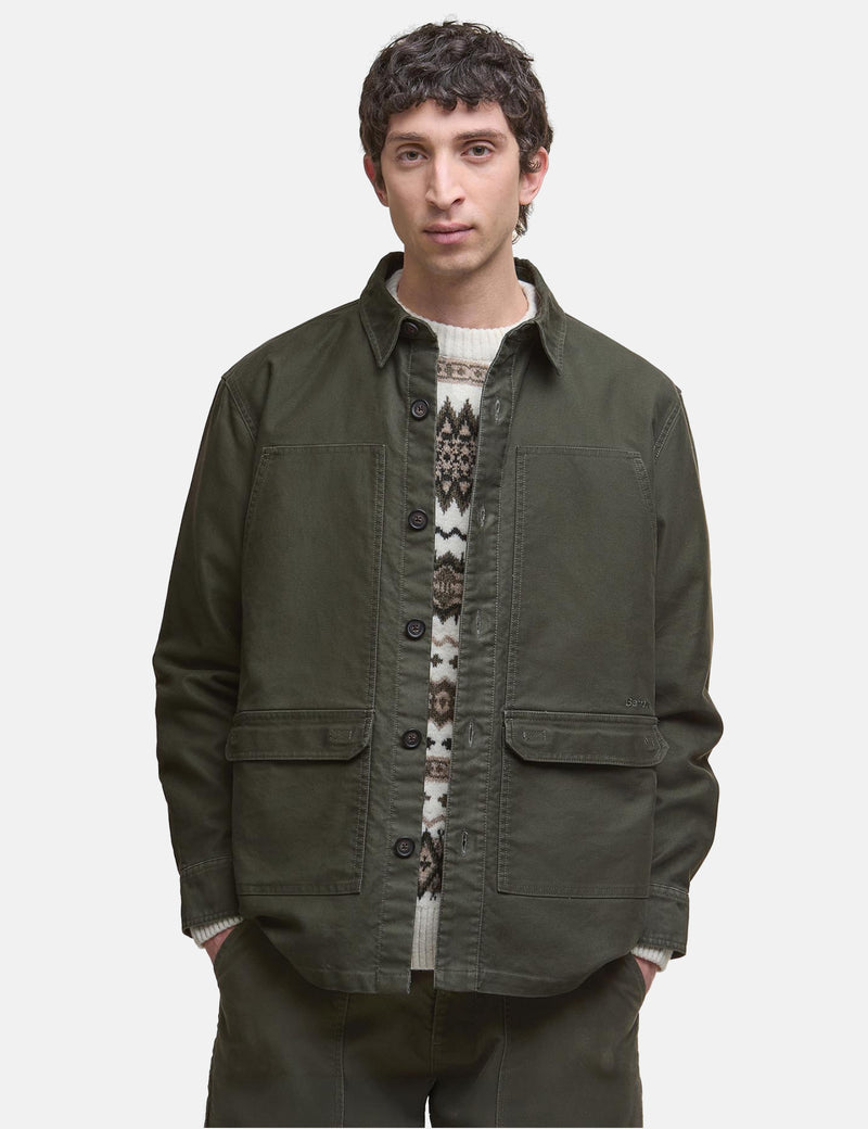 Barbour Newbirch Cotton Sateen Overshirt - Forest Green
