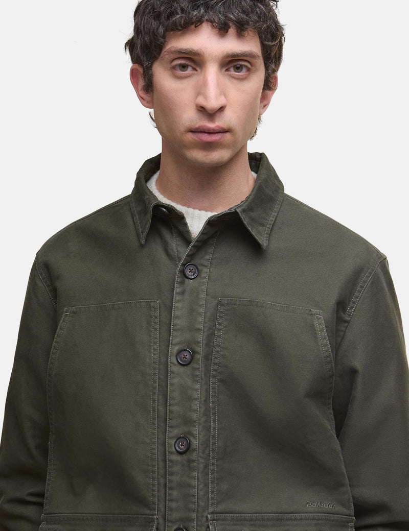 Barbour Newbirch Cotton Sateen Overshirt - Forest Green