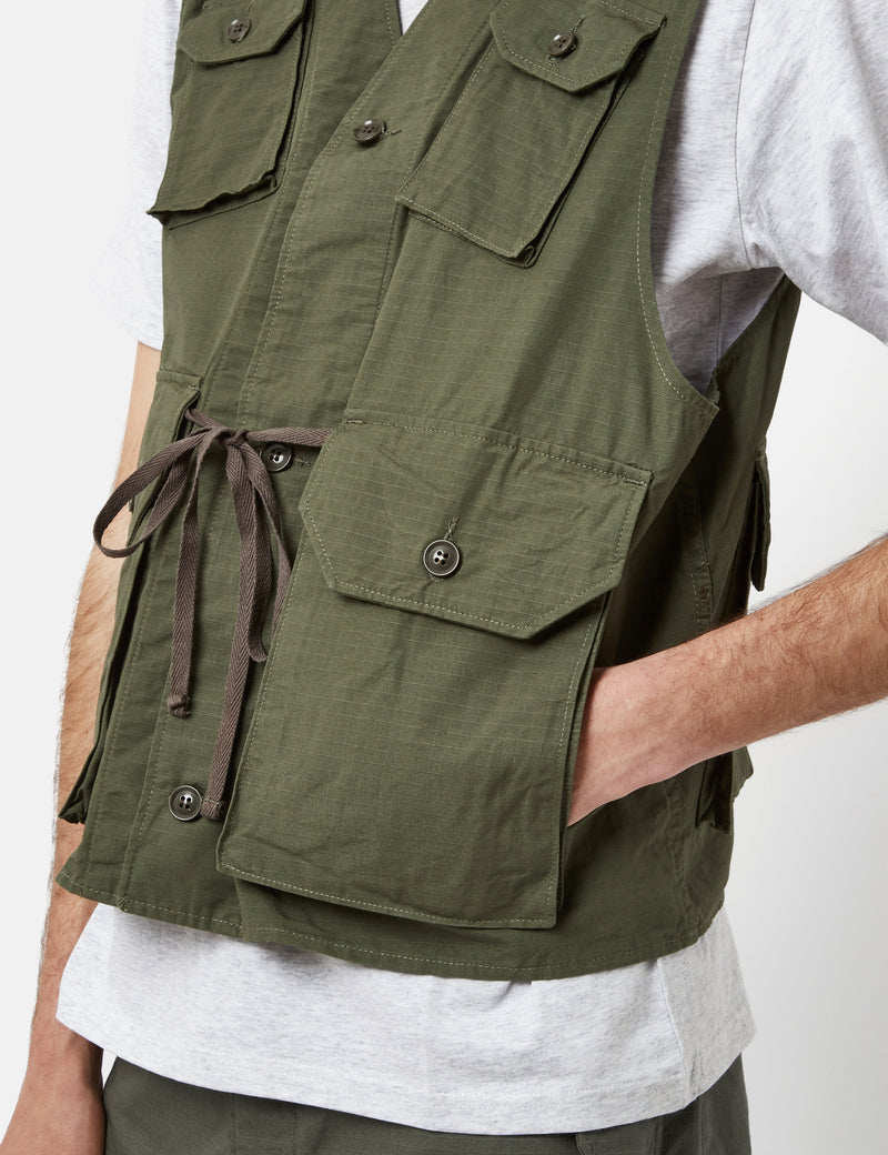 Engineered Garments C-1 Vest (Cotton Ripstop) - Olive Green