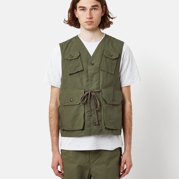 Engineered Garments C-1 Vest (Cotton Ripstop) - Olive Green I Article.