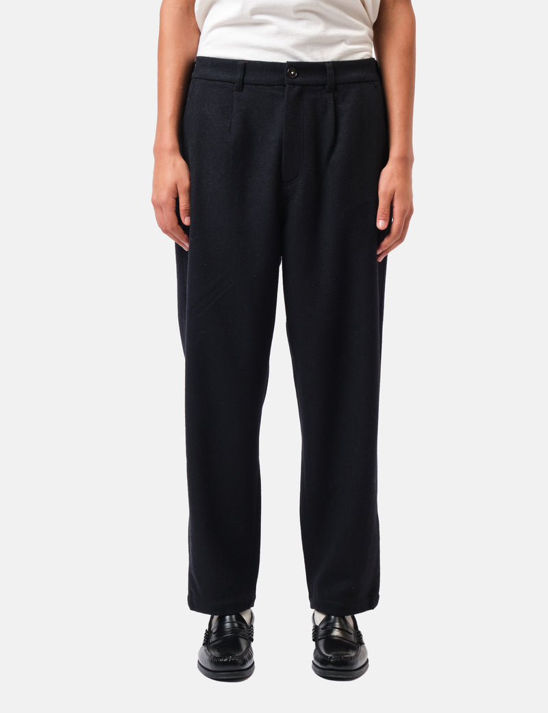 Barbour Wool Blend Relaxed Trousers - Navy Blue