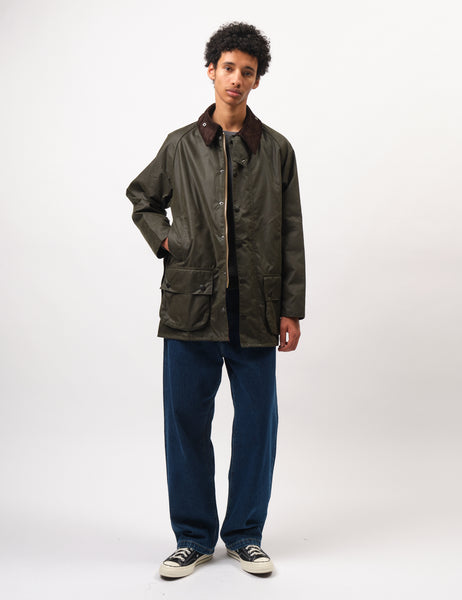 Barbour Beaufort Wax Jacket - Archive Olive Green | Article.