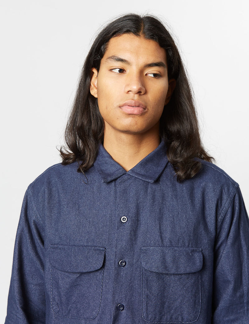 Engineered Garments Classic Shirt (Denim Flannel) - Indigo Blue