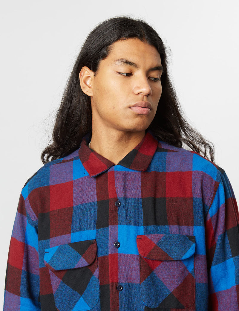 Engineered Garments Classic Shirt (Block Check) - Blue/Red