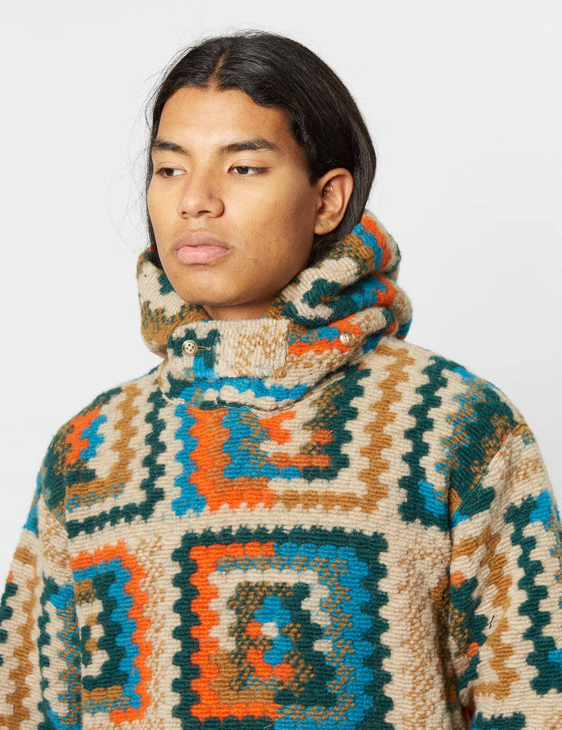 Engineered Garments Hooded Sweatshirt (Wool Crochet) - Multi Blue/Orange