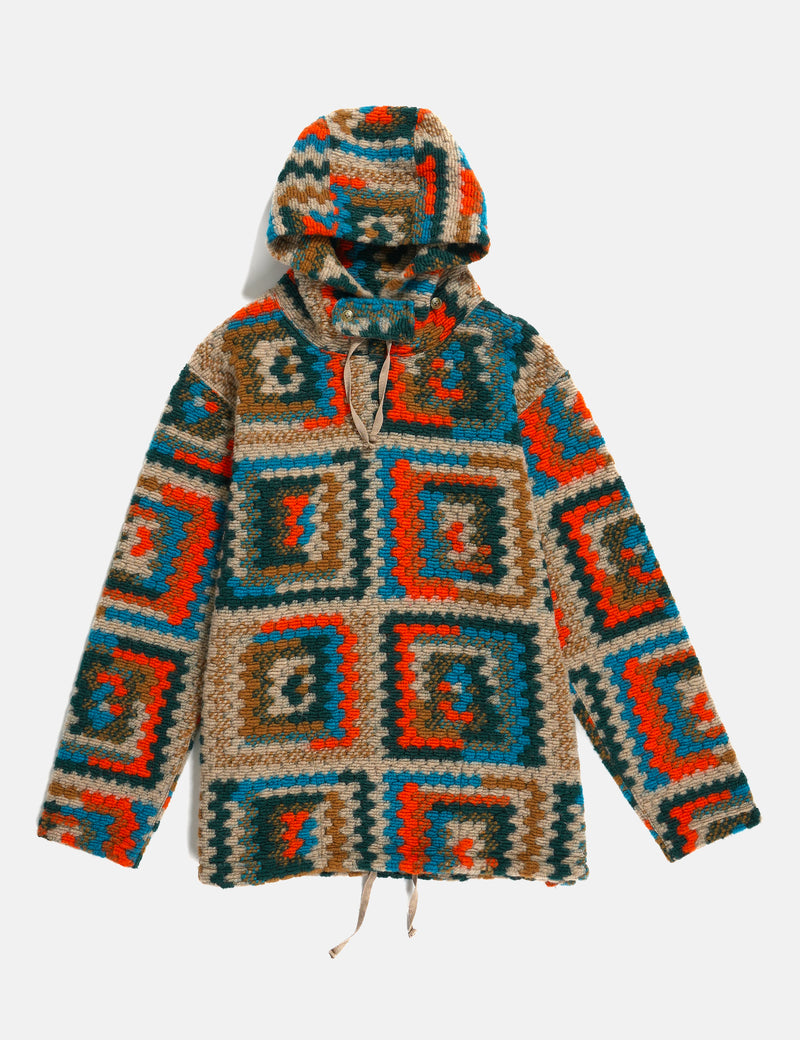 Engineered Garments Hooded Sweatshirt (Wool Crochet) - Multi Blue/Orange
