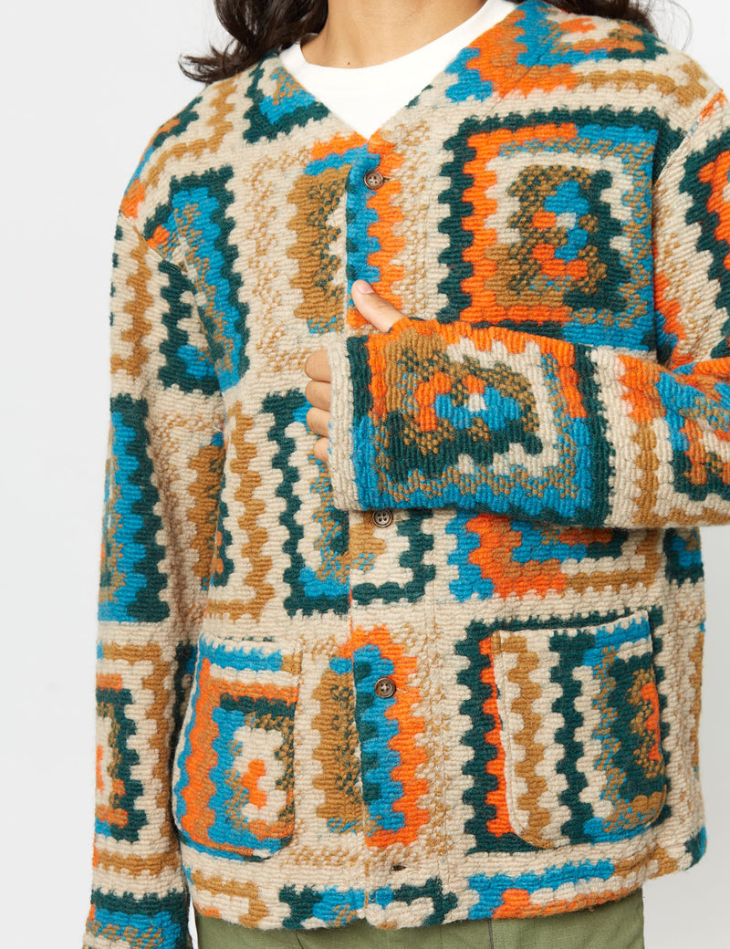 Engineered Garments Knit Cardigan (Crochet) - Multi Blue/Orange