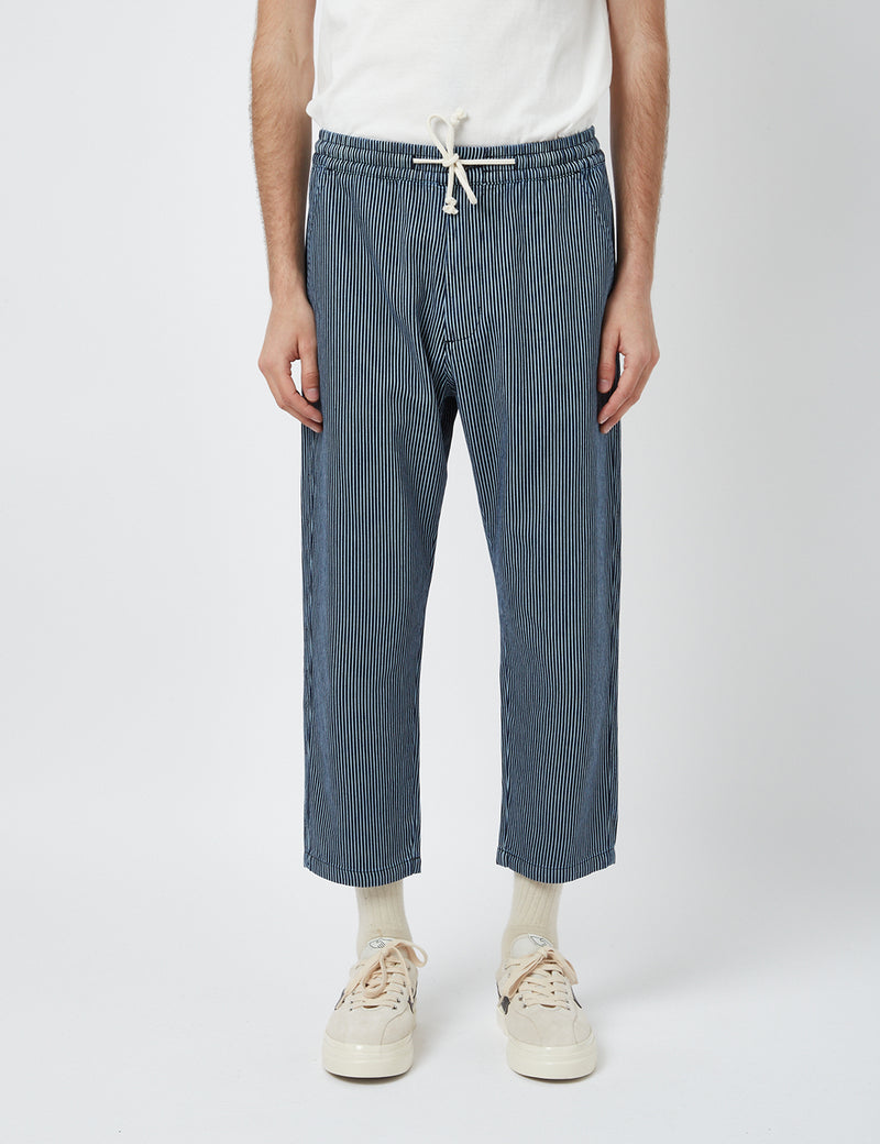 Universal Works Hi Water Trousers (Wide) - Denim Indigo Blue Hickory
