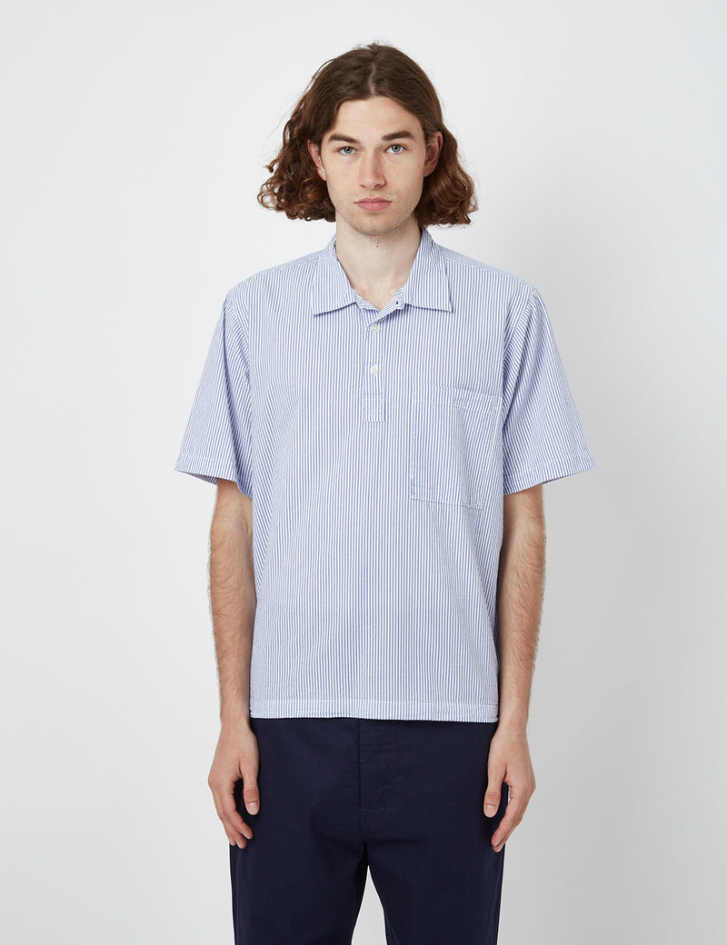 Universal Works Pullover Shirt (Organic) - Blue Stripe