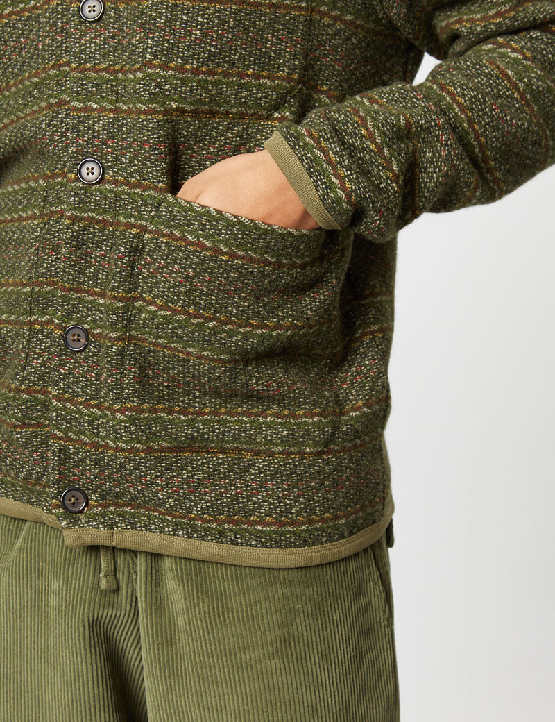 Universal Works Cardigan (Wool) - Olive Green