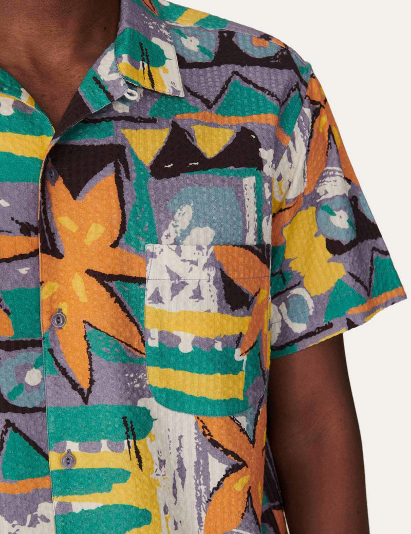 YMC Malick Basquiat Short Sleeve Shirt - Green/Blue
