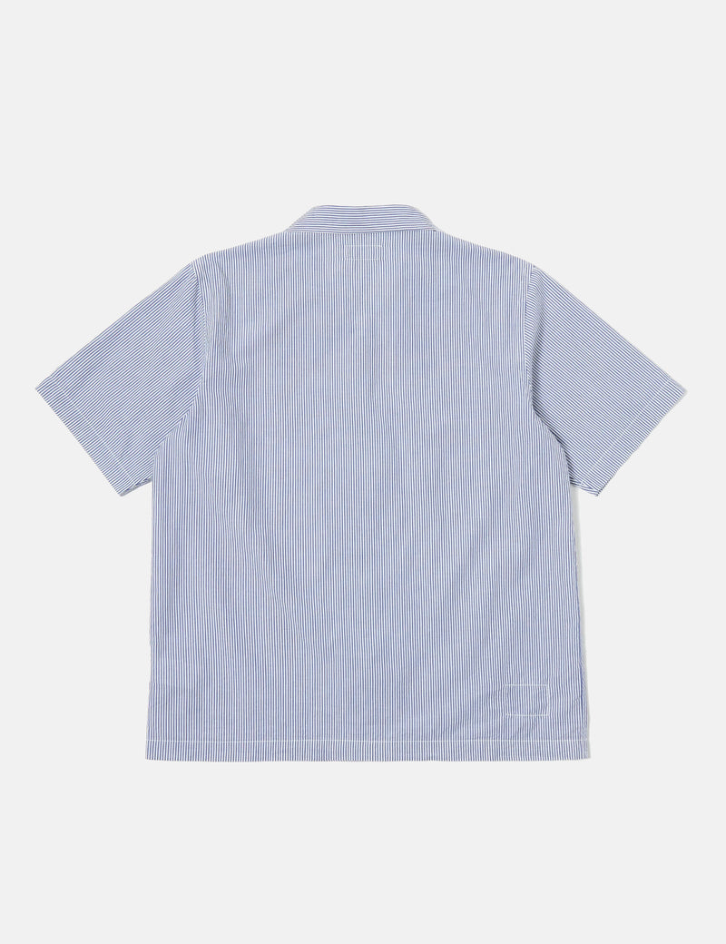 Universal Works Road Shirt (Classic Stripe Emb) - Blue