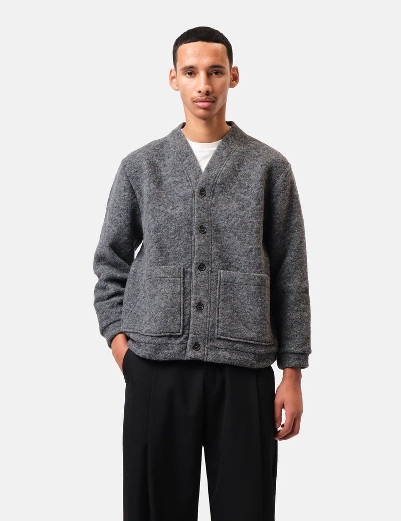Universal Works Advance Cardigan (Wool Fleece) - Grey Marl