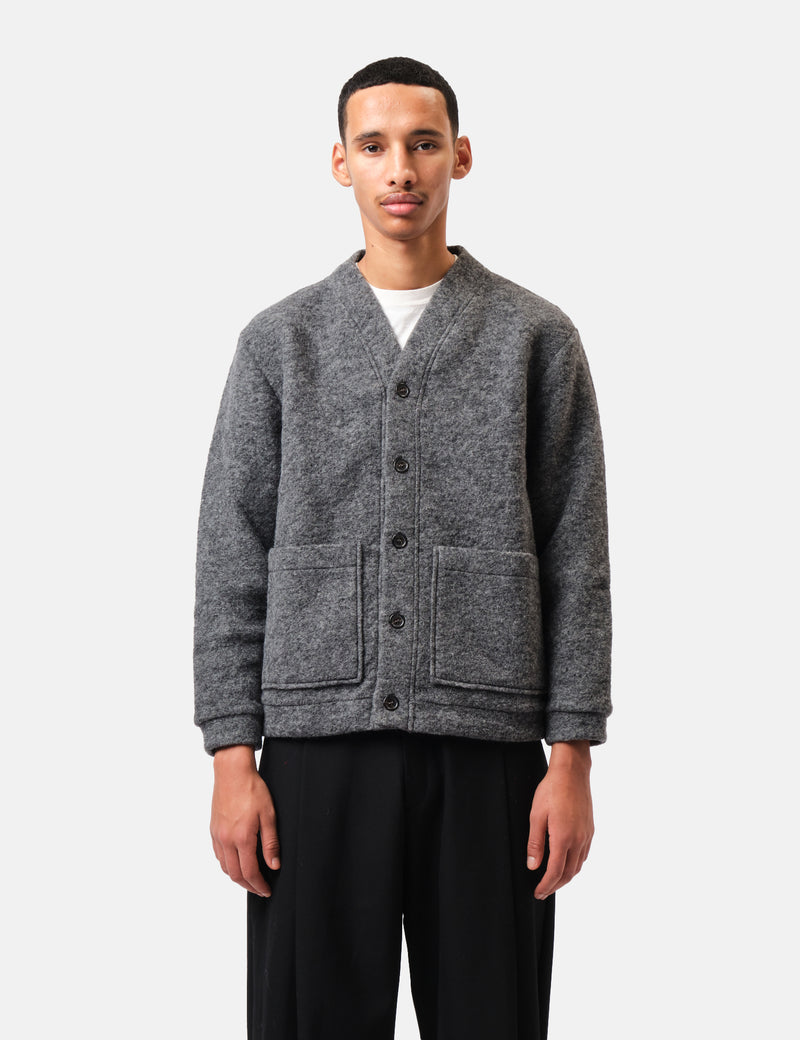 Universal Works Advance Cardigan (Wool Fleece) - Grey Marl