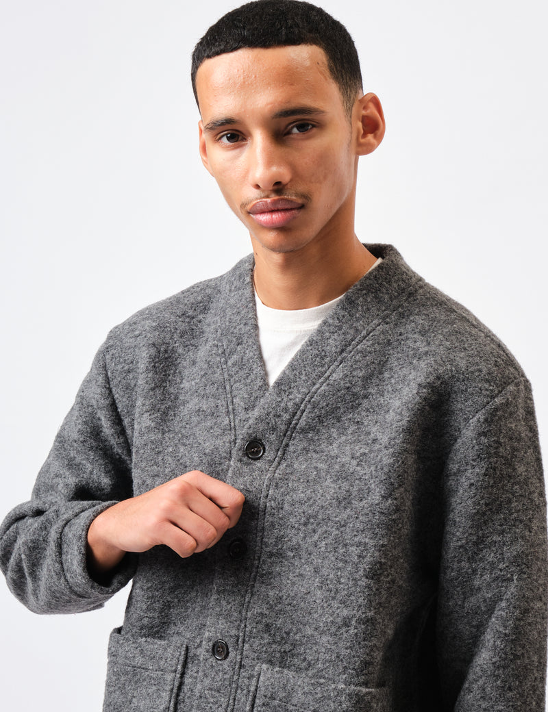 Universal Works Advance Cardigan (Wool Fleece) - Grey Marl