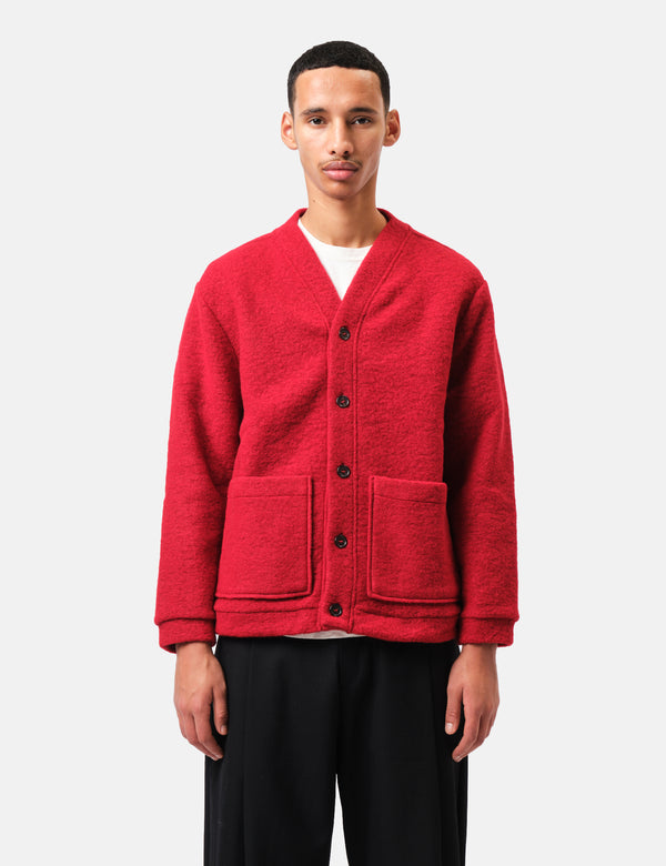 Universal Works Advance Cardigan (Wool Fleece) - Red