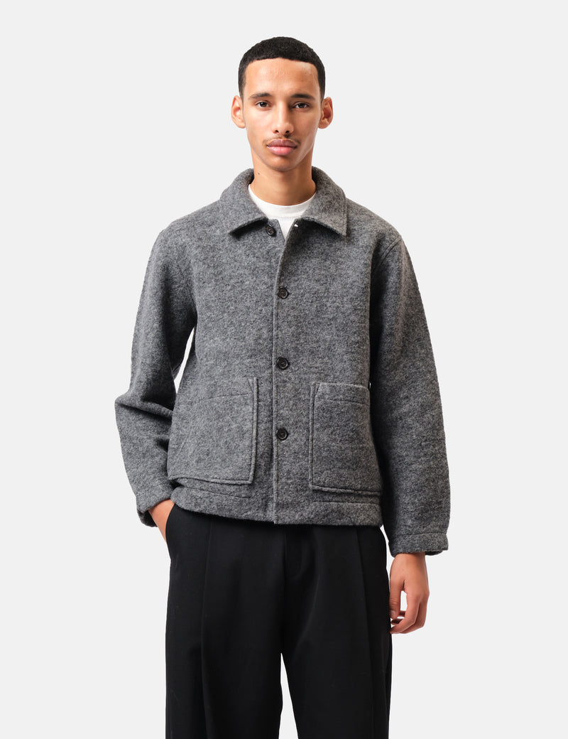 Universal Works Rams Jacket (Wool Fleece) - Grey Marl