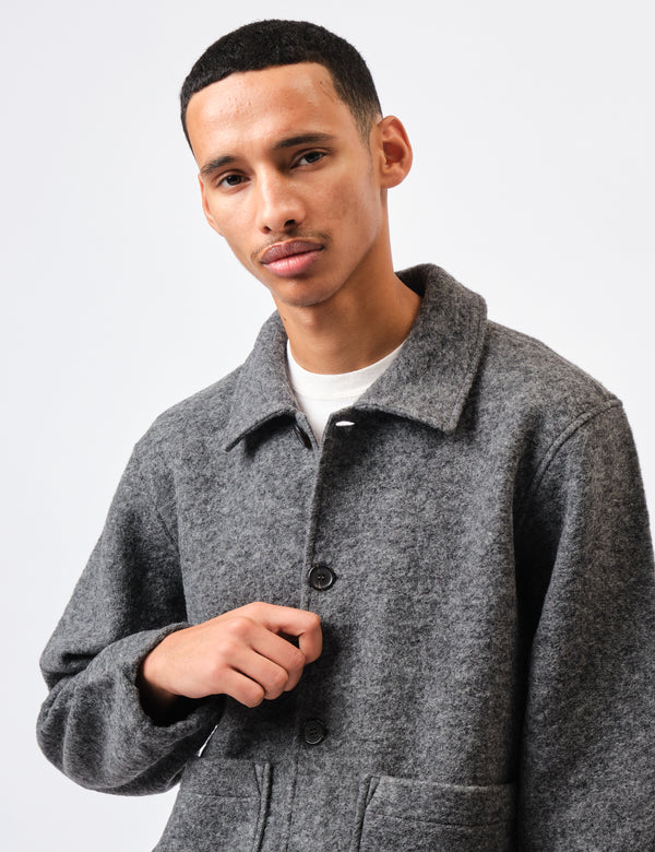 Universal Works Rams Jacket (Wool Fleece) - Grey Marl