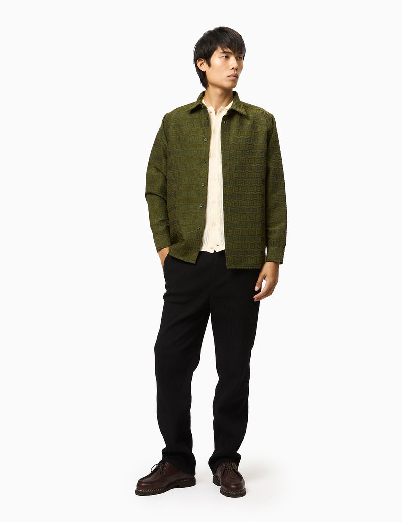 Percival Antique Moquette Shirt (Wool Blend) - Forest Green