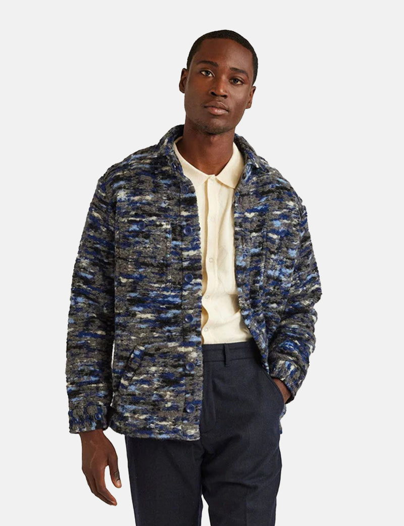 Percival Blanket Overshirt (Wool) - Blue