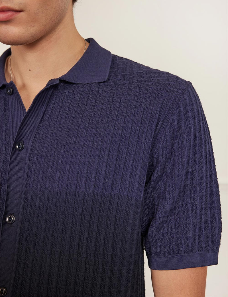 Percival Dip Dab Knitted Shirt (Organic Cotton) -  Blue