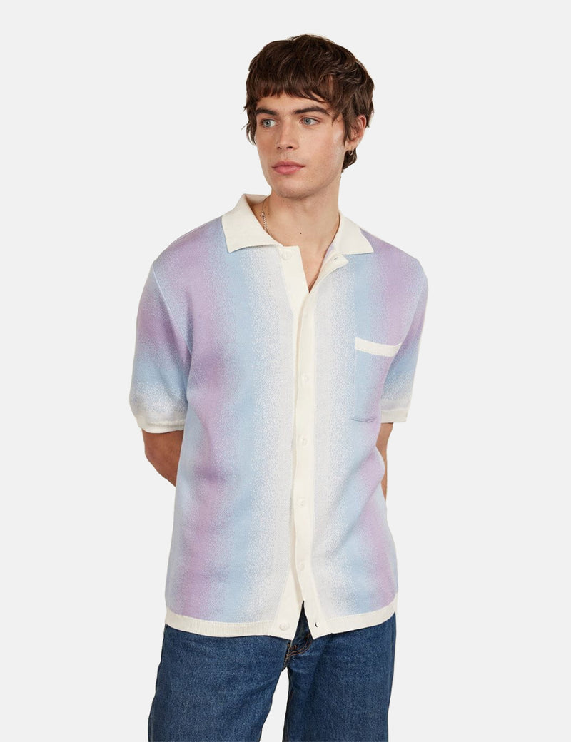 Percival Ombre Knitted Shirt (Organic Cotton) -  Blue