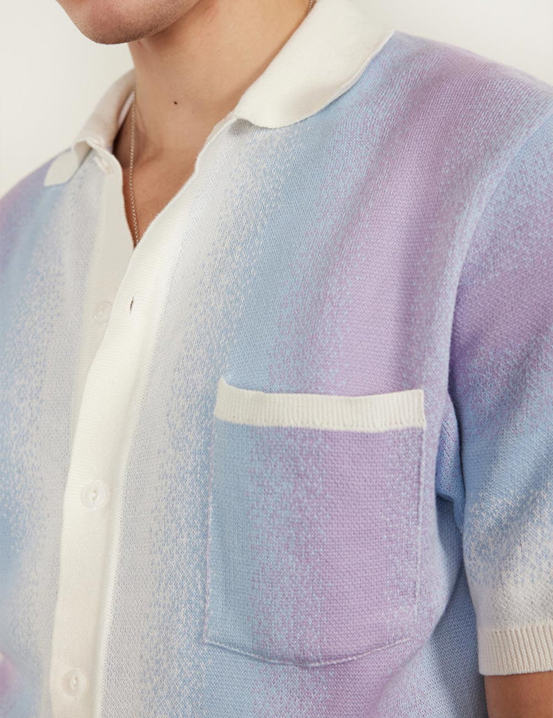Percival Ombre Knitted Shirt (Organic Cotton) -  Blue