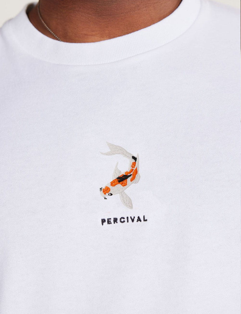 Percival Koi Carp Oversized Auxiliary T Shirt  (Organic Cotton) - White