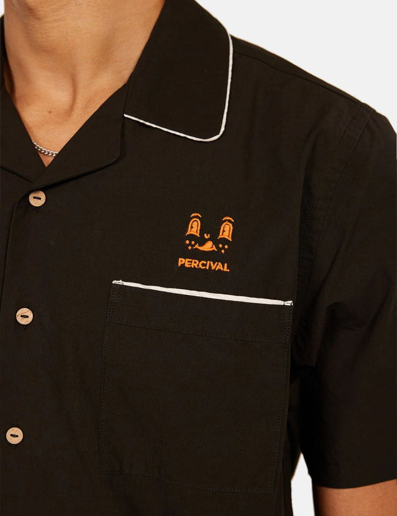 Percival PerciCo Bowling Shirt (Cotton) -  Black
