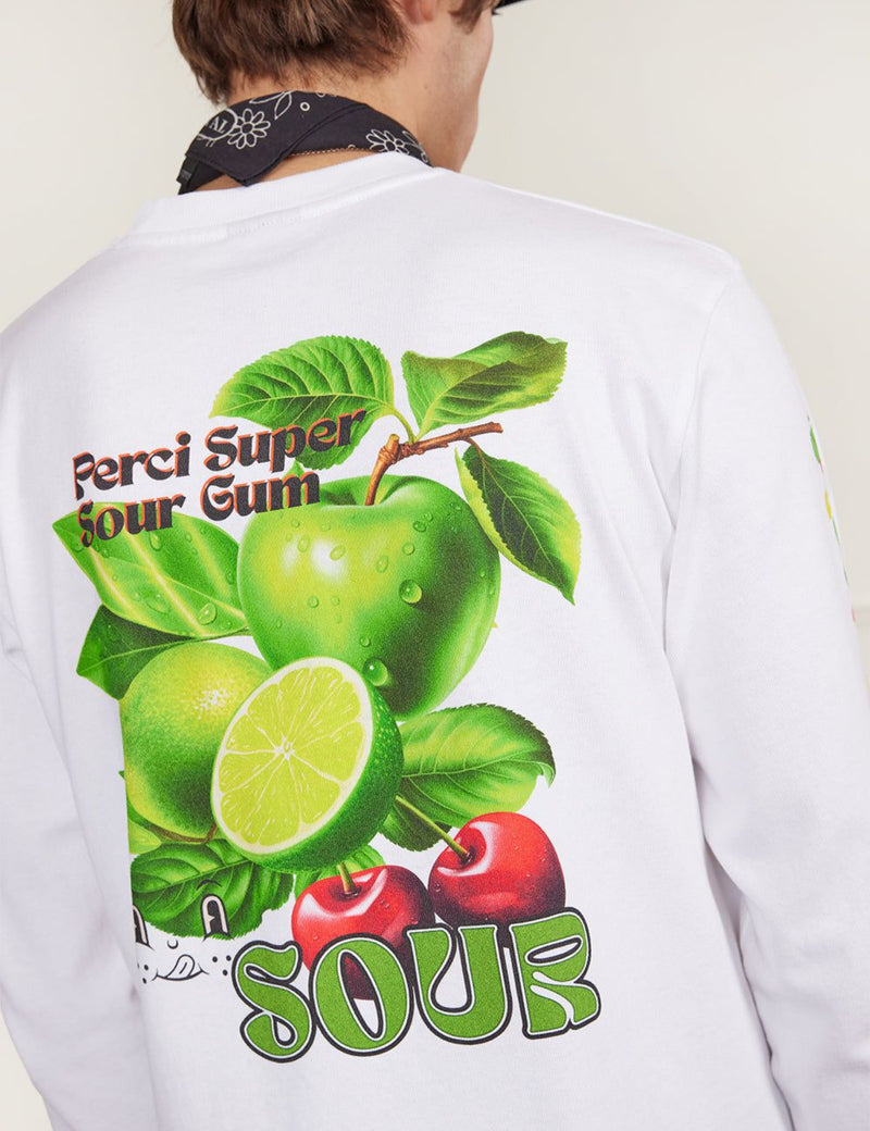 Percival Sour Fruits Long Sleeve T Shirt (Organic Cotton) -  White
