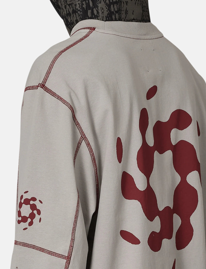 ROA Info Stitch Organic Long Sleeve T-Shirt - Light Grey