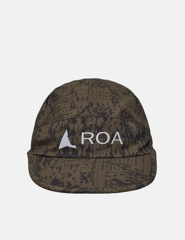 ROA Bri Melted Print Open Weave Cap - Dark Olive
