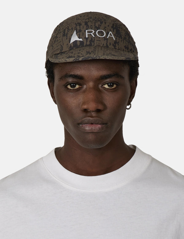 ROA Bri Melted Print Open Weave Cap - Dark Olive