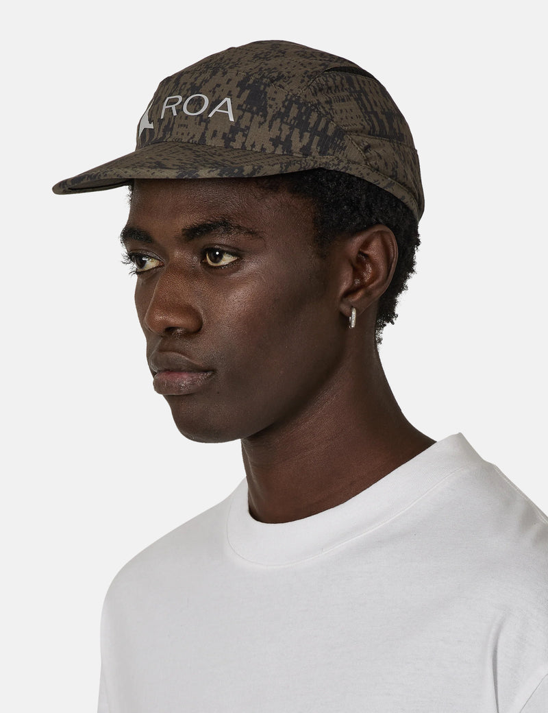ROA Bri Melted Print Open Weave Cap - Dark Olive