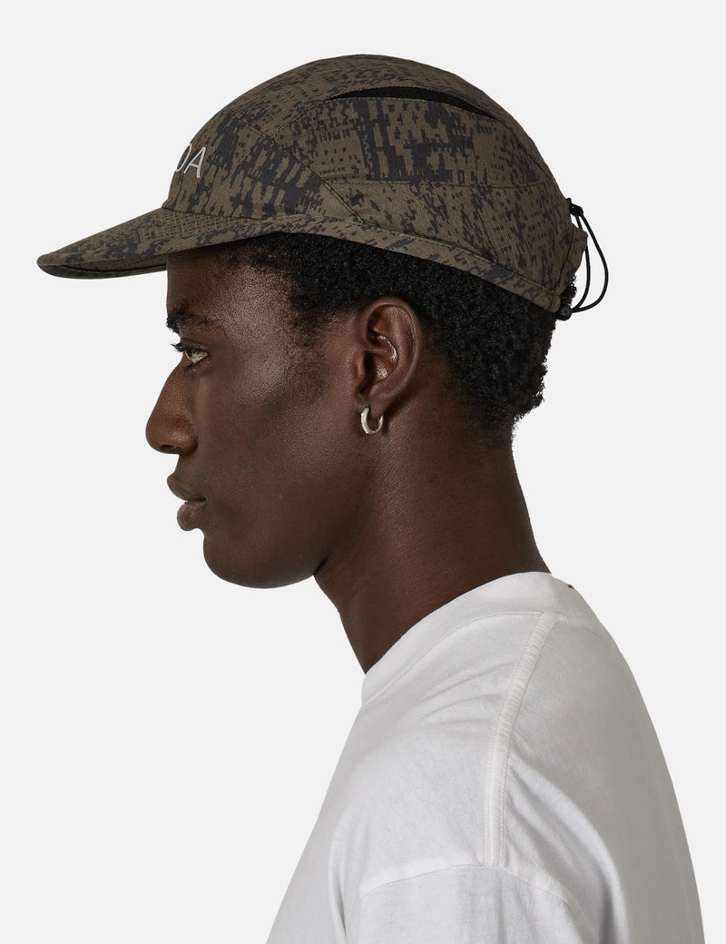 ROA Bri Melted Print Open Weave Cap - Dark Olive