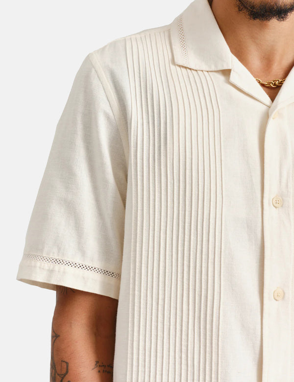 Wax London Newton Short Sleeve Shirt Pintuck Shirt - White