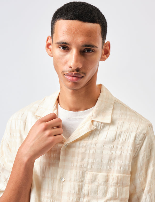 Portuguese Flannel Malcom Short Sleeve Shirt - Ecru