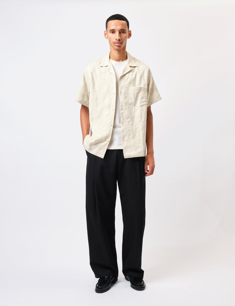 Portuguese Flannel Summer Paisley Short Sleeve Shirt - Saut Ecru