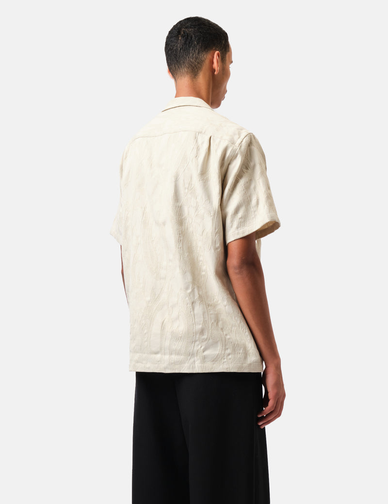 Portuguese Flannel Summer Paisley Short Sleeve Shirt - Saut Ecru