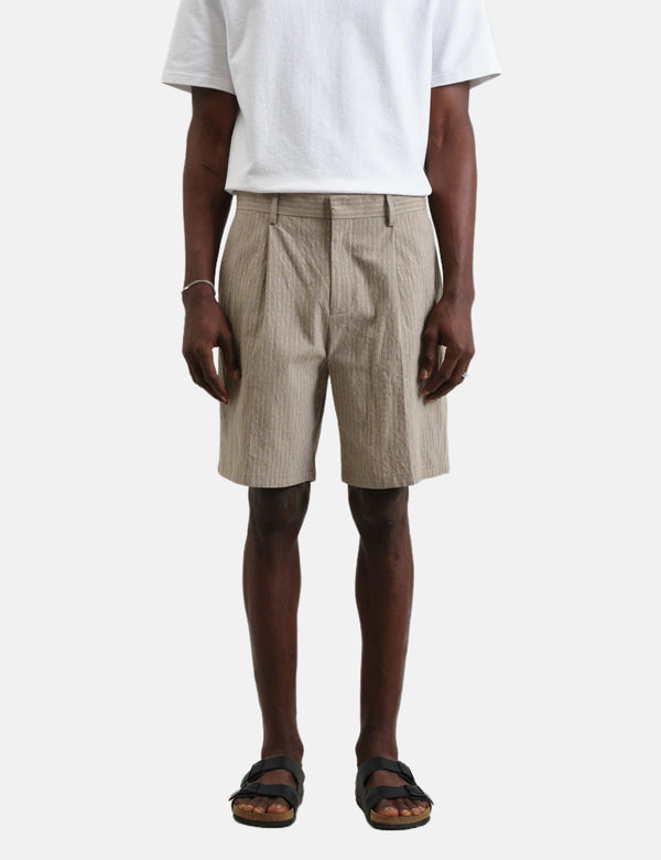 Wax London Linton Shorts (Chalk Stripe) - Natural